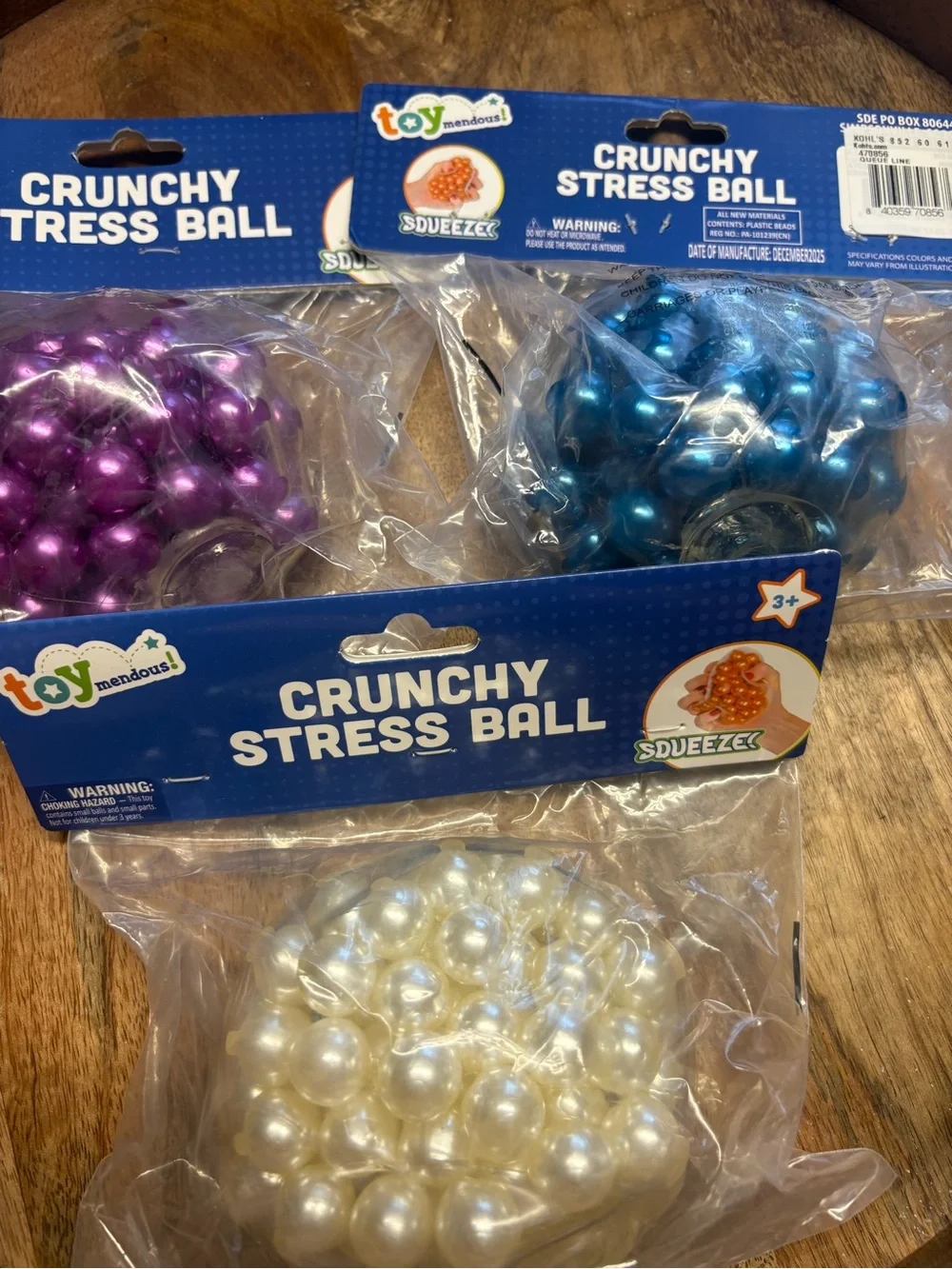 Crunchy Stress Ball - Purple, Blue, Pearl White